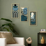 décoration murale moderne abstraite bois géométrique cercles arcs motifs végétaux montagnes minimalistes tableaux