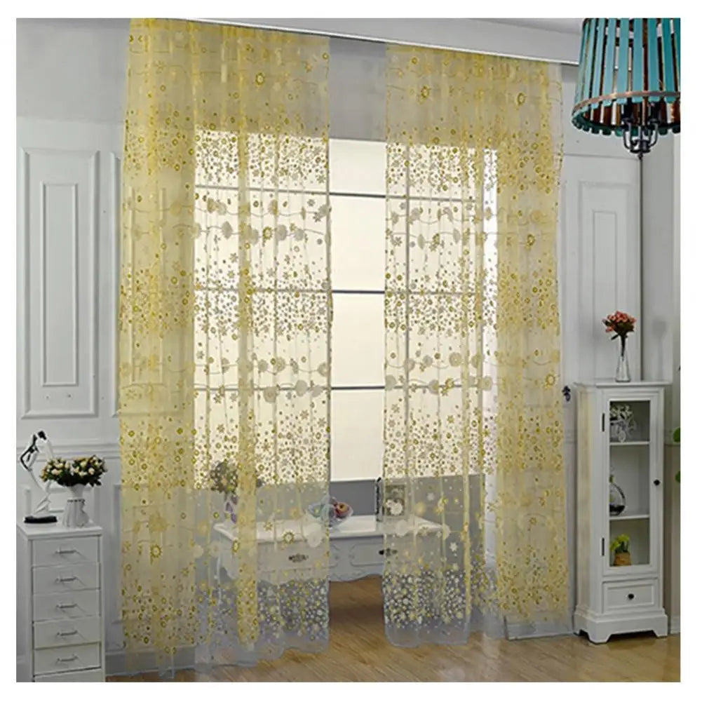 rideau floral transparent décoration intérieure motifs naturels bleu violet vert rose jaune decoration