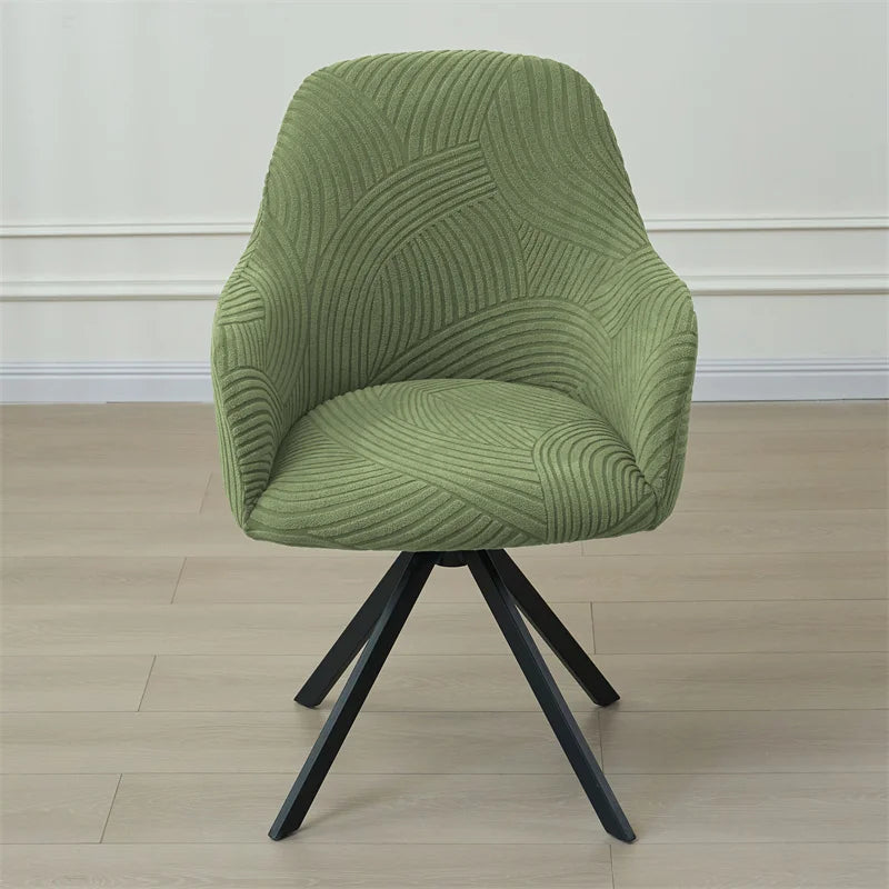 couverture chaise moderne vert olive rayures horizontales élasthanne polyester salle manger fauteuil