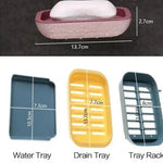 support savon moderne bleu jaune velcro drainage plateau rangement rose gris texture granulée