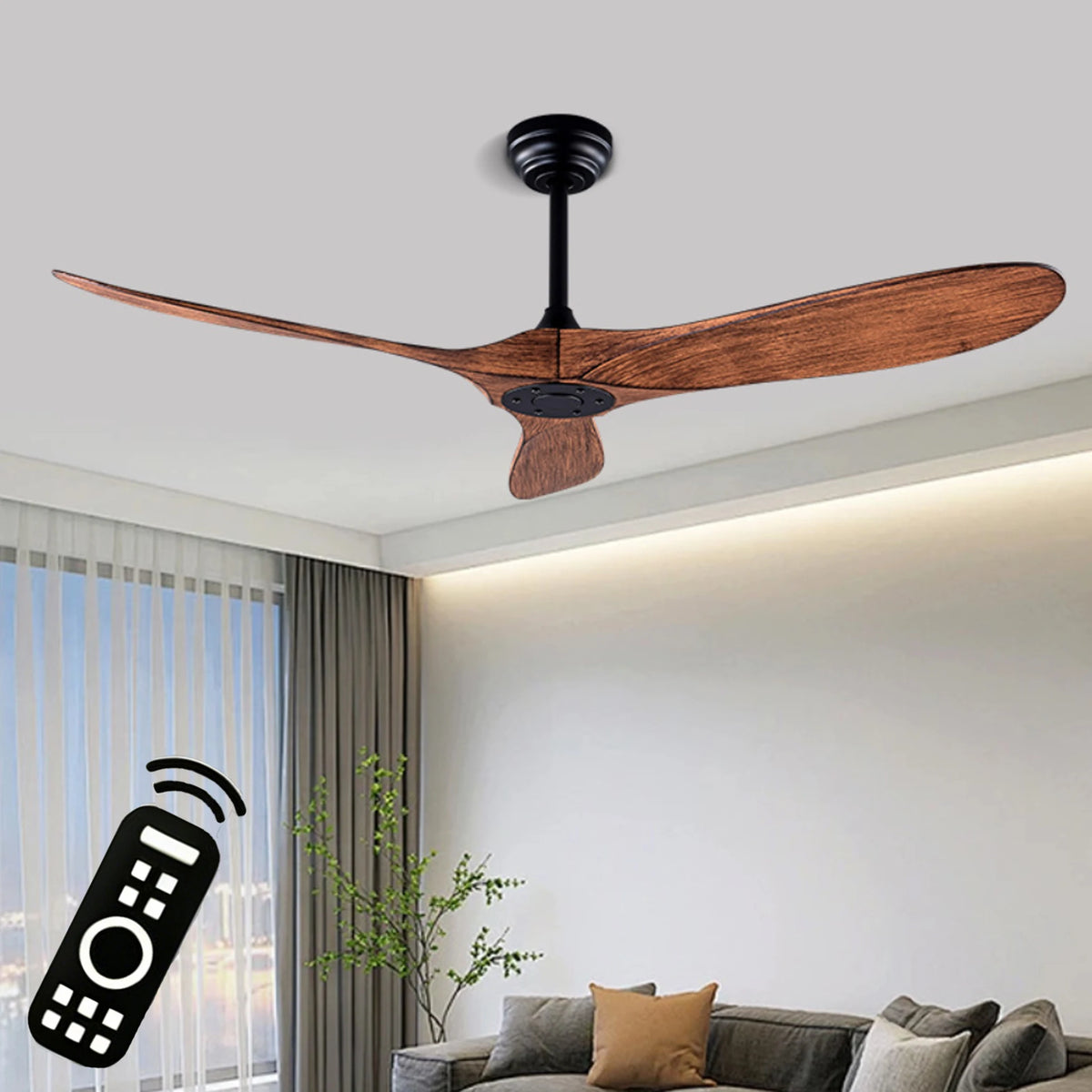 ventilateur moderne 52 60 pouces marron noir vitesses télécommande silencieux