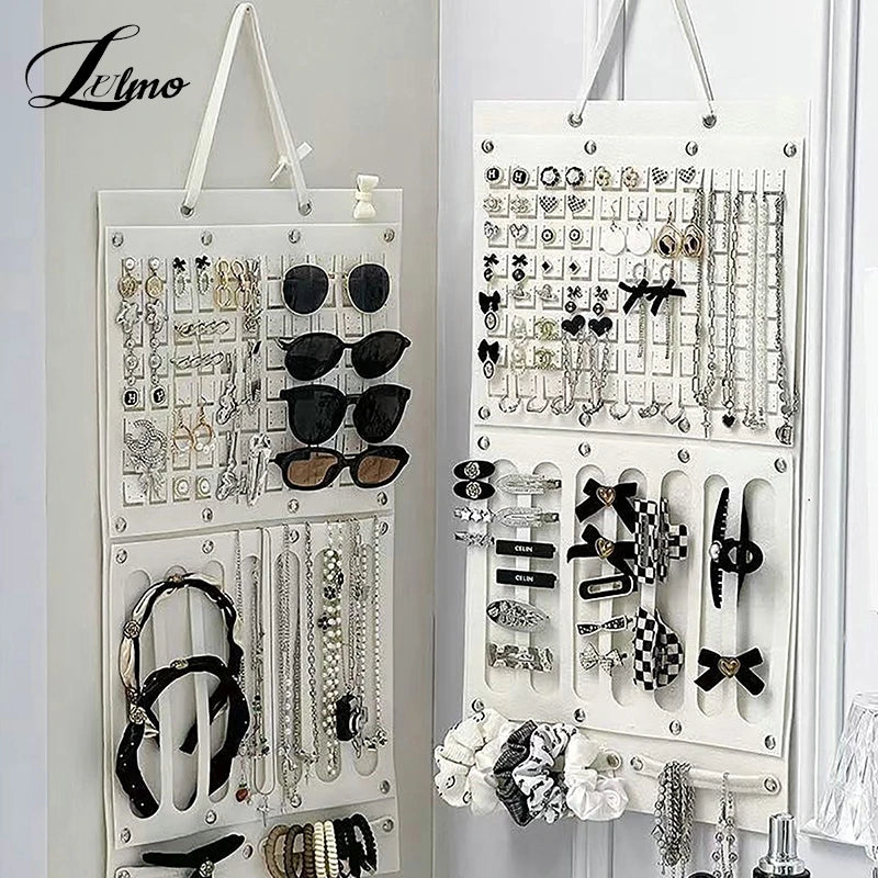porte bijoux moderne cuir blanc grille 10x10 rangement présentation bijoux blancs