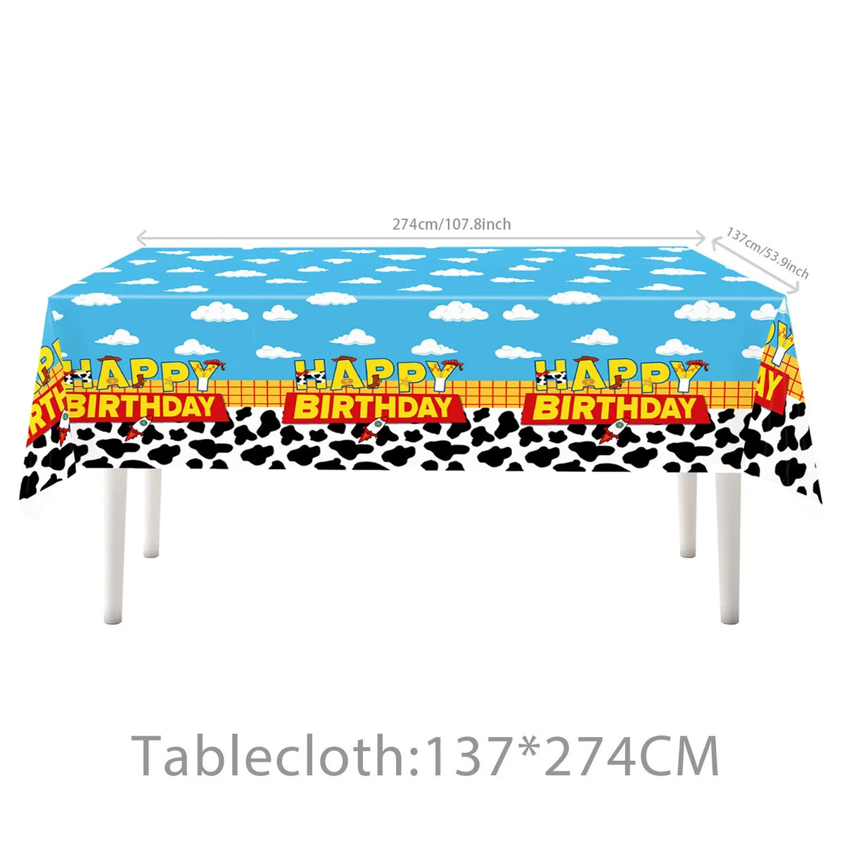 ensemble vaisselle jetable anniversaire thème cowboy vache assiettes gobelets serviettes sacs papier colorés