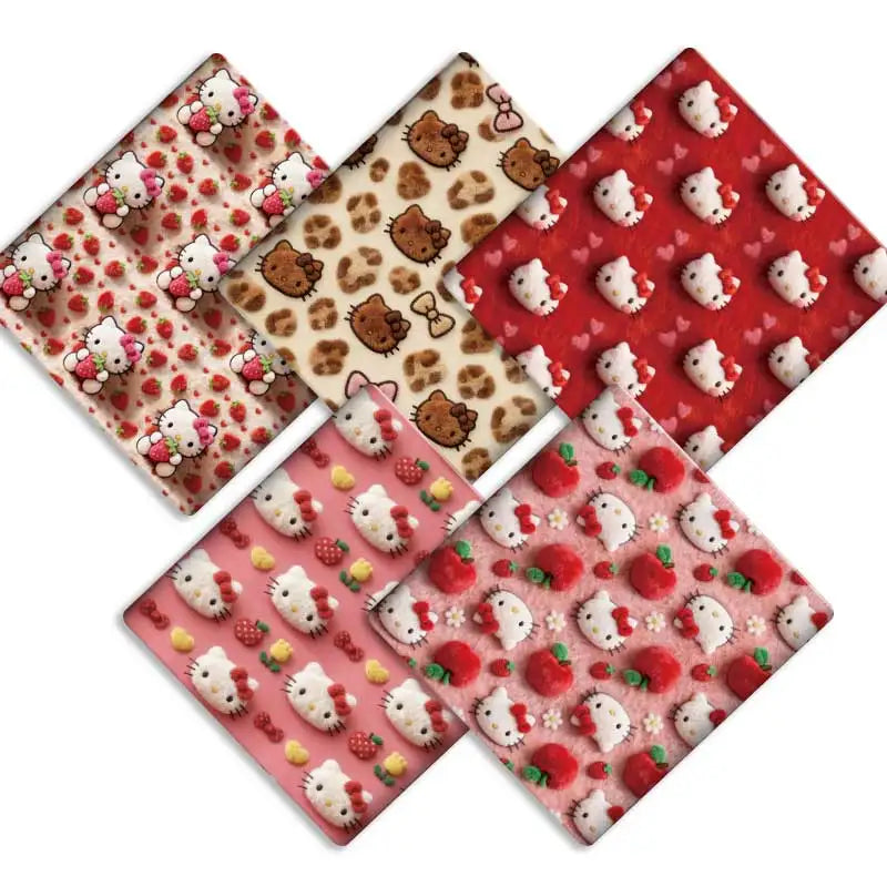 tissu coton imprimé chats rubans coeurs léopard enfantin coussin maison couturerobe poupée rideau abrasion