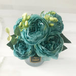 bouquet fleurs artificielles pivoine rose blanches decoration maison mariage anniversaireintérieur