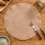 placemats tissés spirale beige noir vert rustique opaques table cuisine