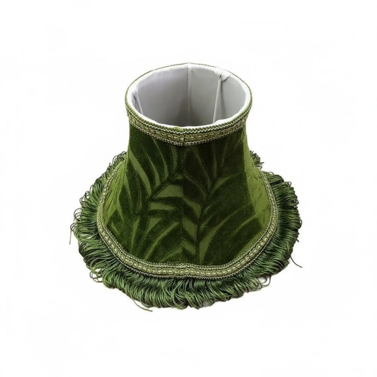 abat jour vert feuilles classique franges opacité tissu lampe décoration chambre moderne vintage