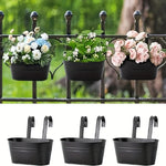 pots fleurs suspendus rectangulaires noir blanc texturé crochets balcon industriels rustiques