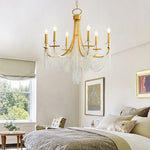 lustre pendentif doré cristal transparent classique chambre salon facile