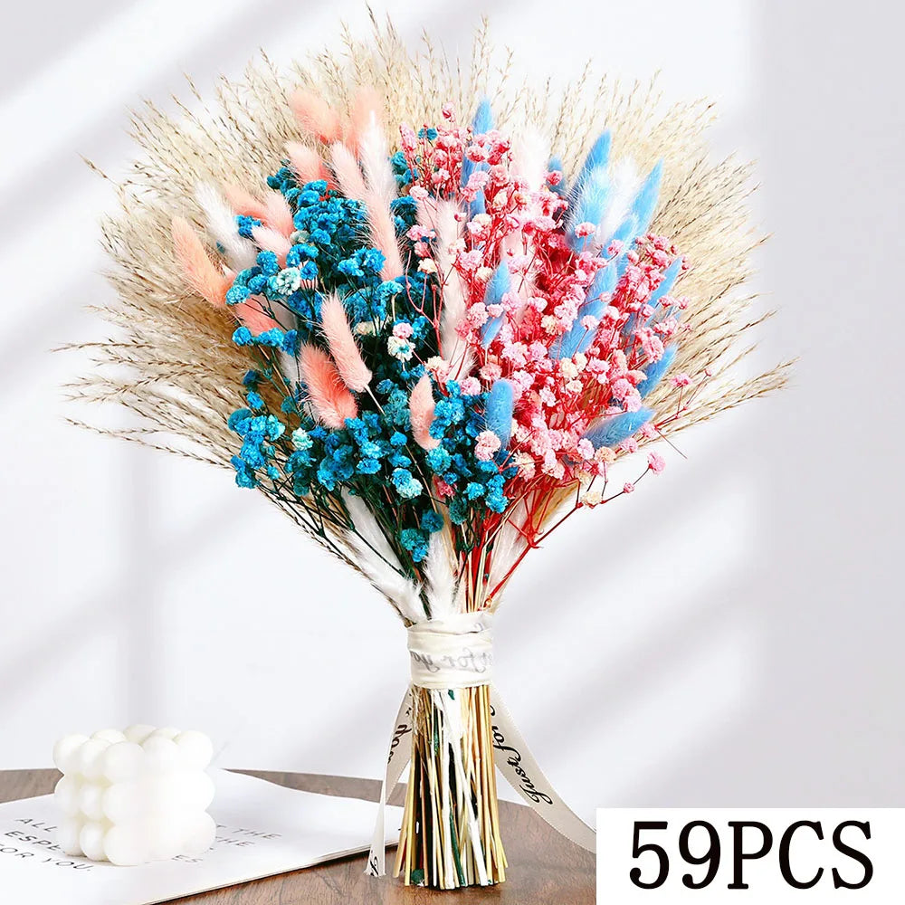bouquets fleurs séchées blanc vert décoration maison anniversaire baby shower rustic naturel