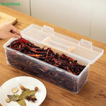boîte rangement épices transparente poignée noire compartiments herbes piments camping voyage moderne pratique