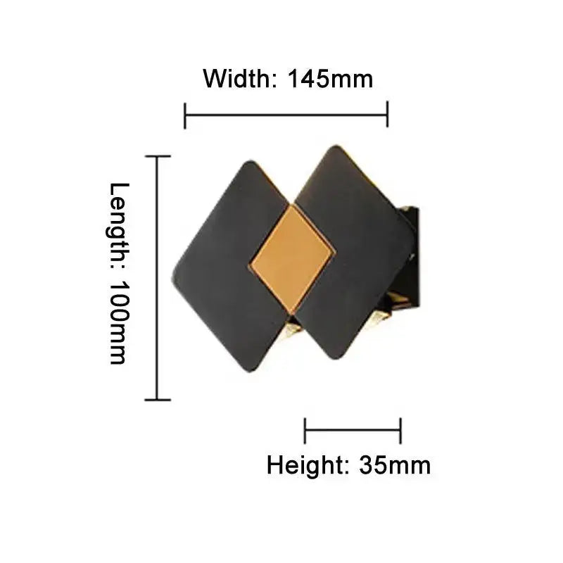applique murale moderne noir doré quadrillée adhésive extérieure imperméable led hydrofuge