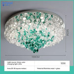 lampe suspendue moderne verre vert cristal eye protection led 100cm diameter