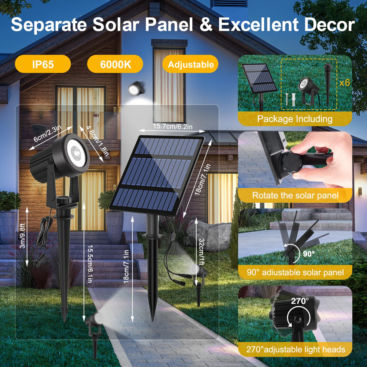 projecteur solaire led ip65 étanche contemporain solar power opaque noir moderne vacances