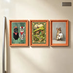 cadre magnétique bois orange motif animaux paysages artistique décoration mur