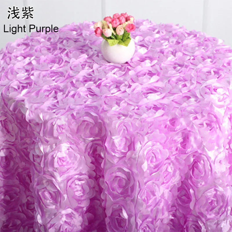 nappe table élégante roses relief violet blanc moderne texturée 120cm rond