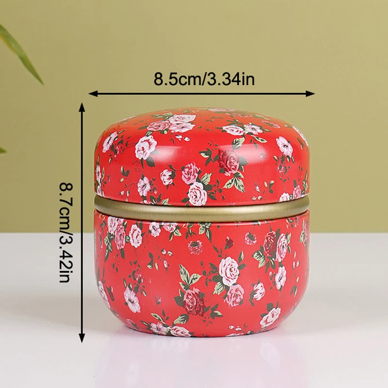 boîte thé verre hermétique couvercle bouton motif fleurs classique élégant