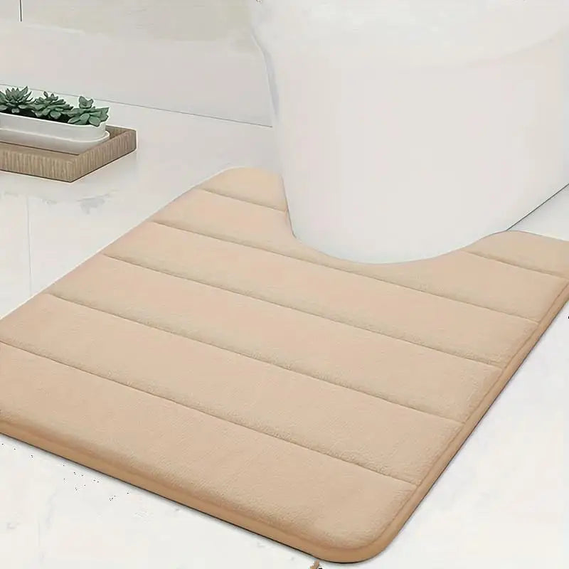 tapis bain mousse mémoire forme absorbant antidérapant gris clair rayures moderne salon
