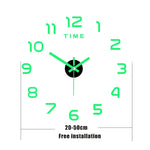 horloge murale moderne stickers numérotés 3d vert fluo noir doré minimaliste salon
