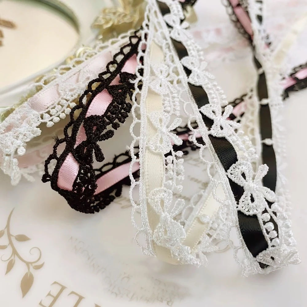 rubans décoratifs dentelle florale noir rose blanc coton polyester vintage shabby chicUsageId1 YardUsageId