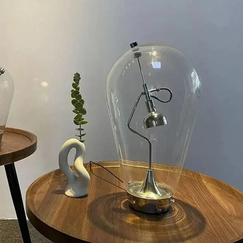 lampe table réglable gravité magnétique moderne lumière led transparente métal argenté étude chambre salon