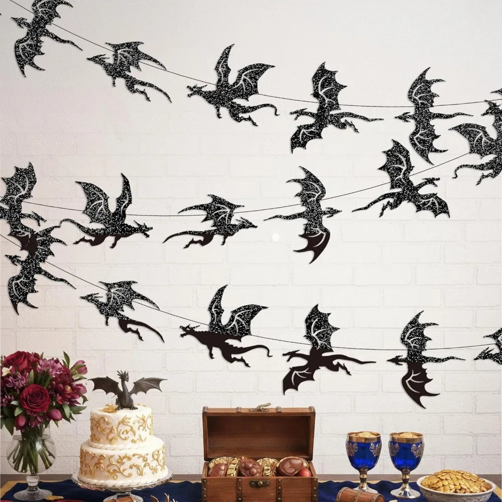 guirlande dragons fête anniversaire halloween glitter noir fantaisie chambre décoration festive