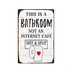 plaque décorative vintage humour texte grunge coeurs toilette blanc brun rouge