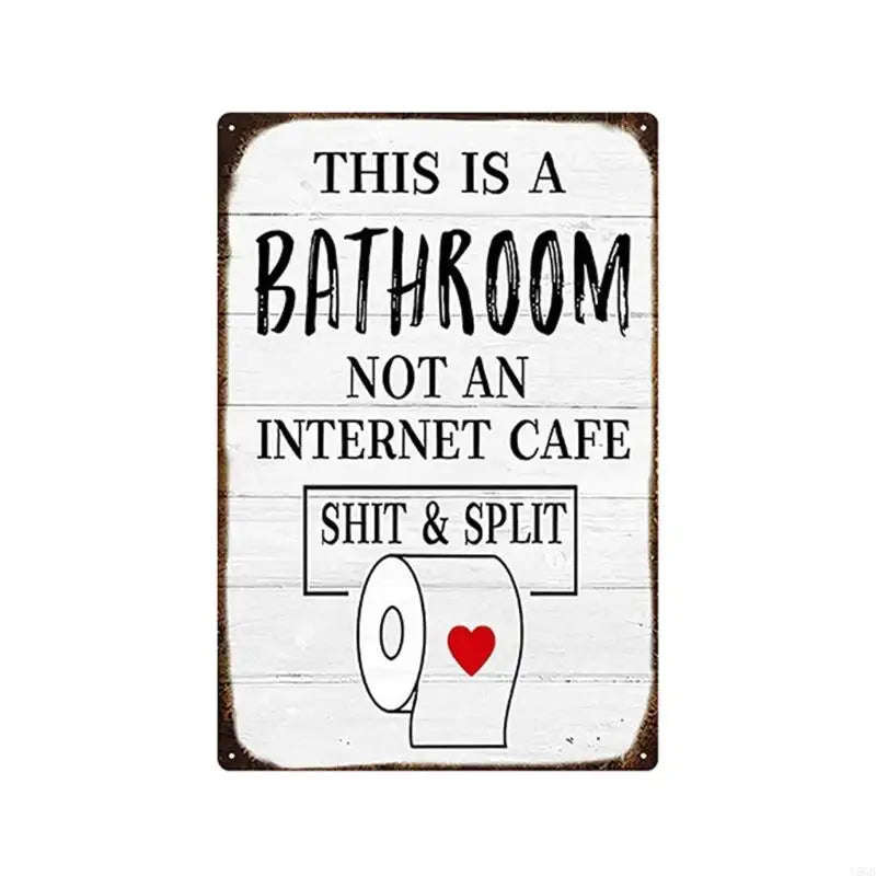 plaque décorative vintage humour texte grunge coeurs toilette blanc brun rouge