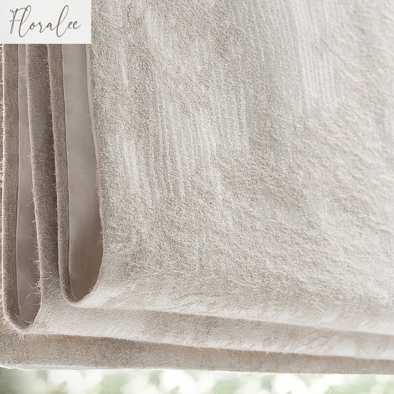 rideau moderne minimaliste beige clair texture florale opacité chaînette polyester chambre