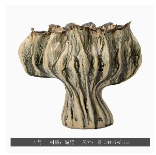 vase moderne porcelaine rose pâle ondulé décoration maison salon arrangement floral