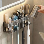 porte brosses dents adhésif moderne gris métallisé brosses lotions gels brosse toilette rasoir électrique