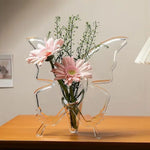 vase fleurs papillon transparent moderne décoration maison étagère rose lisse brillant