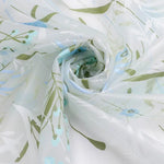 rideau douche translucide motif fleurs blanches feuilles moderne métalliques blanc