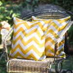 housse coussin imperméable polyester rayures horizontales bleu marine blanc jaune moderne amovible lavableextérieur chambreôtelôtel