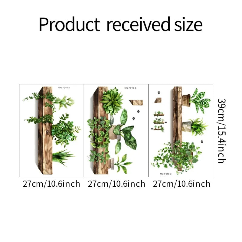 décorations murales étagères bois plantes vertes rustique moderne intérieur ambiance naturelle autocollants apaisante vivifiante