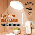 lampe clip rechargeable usb 3600mah blanc moderne tactile led variable étude chambre