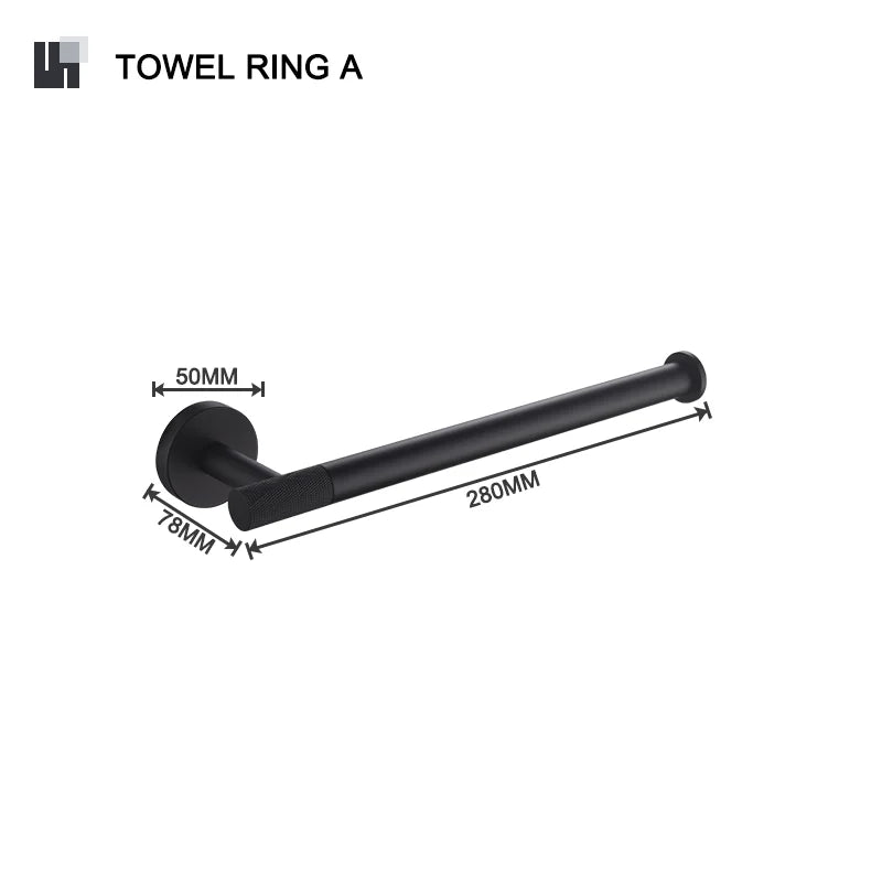 ensemble accessoires salle bain métal noir porte serviette papier toilette savon mural moderne