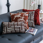 housse coussin polyester géométrique chevaux marron blanc moderne décoration intérieure nordique fixations