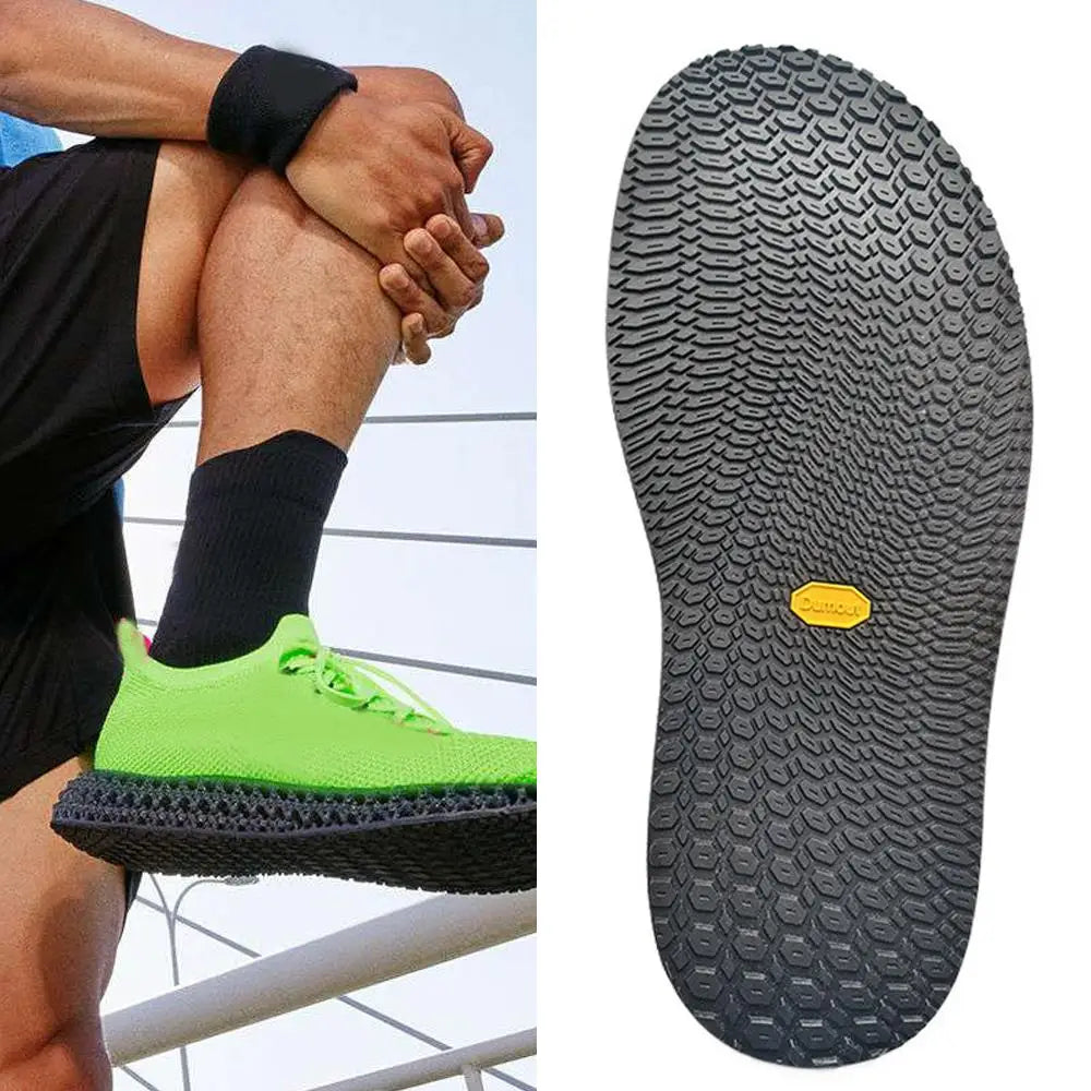 semelles sport antidérapantes résistantes hexagonales noires jaunes texturées minimalistes bricolage réparation chaussures travailleurs