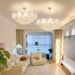 lustre moderne cristal blanc doré fleurs transparentes suspension chambre led 2000 82000lm