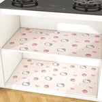 tapis protection meubles hello kitty dessins coeurs étoiles gâteaux adhésif beige clair 300x45cm résistant