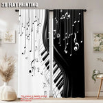 rideau noir blanc notes musicales piano moderne graphique décoration mur opaque polyester pièces