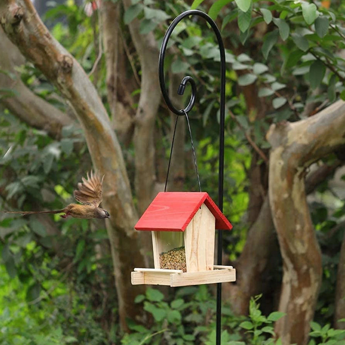 supports décoratifs métal noir suspendu plantes mangeoires oiseaux vintage extérieur pièces