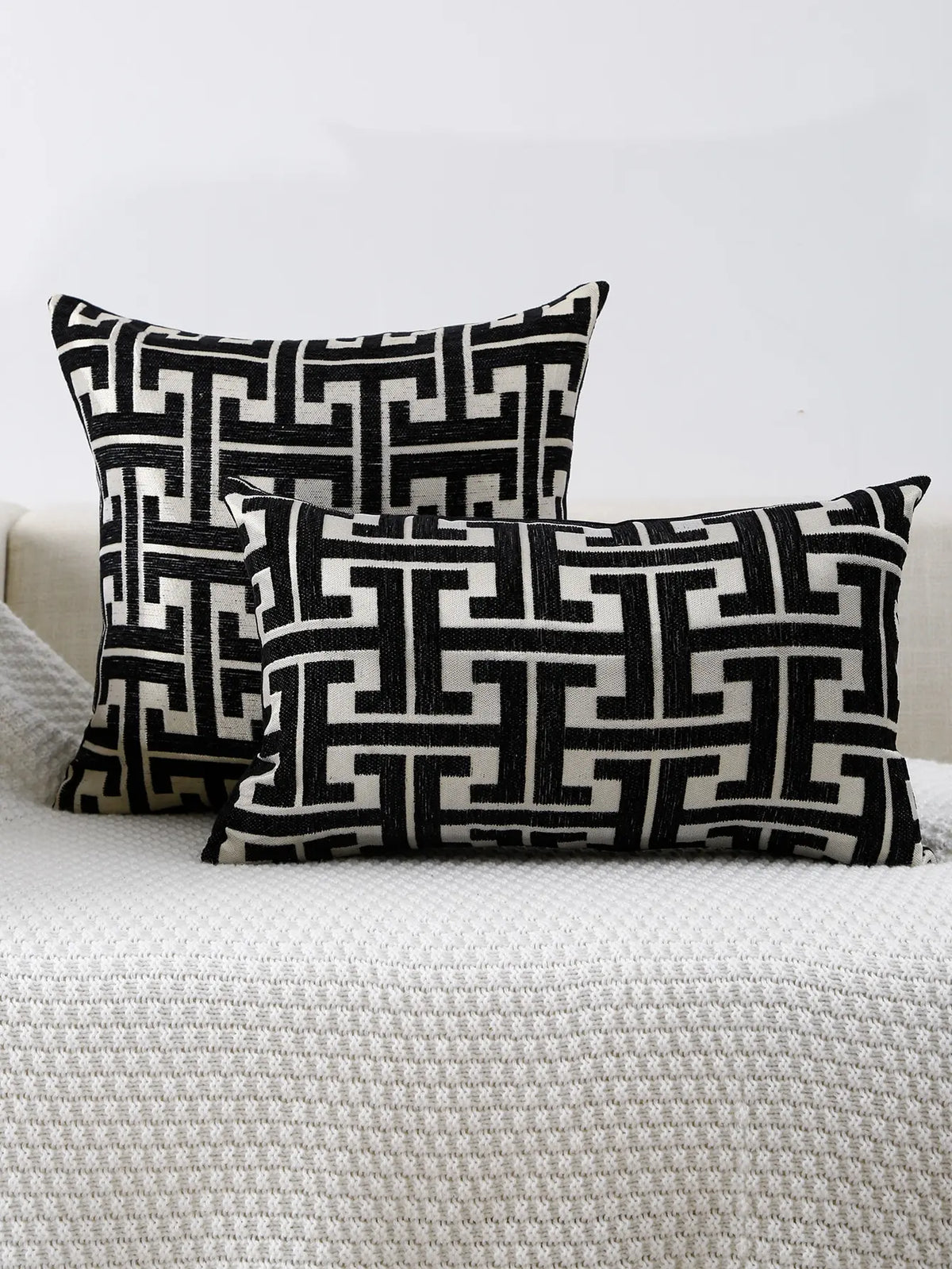housse coussin brodée motif géométrique moderne polyester coton beige 50cm 50cm chambre quotidien