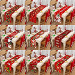 table noël polyester motifs noël père noël renne flocons or rouge blanc hiver traditionnelle