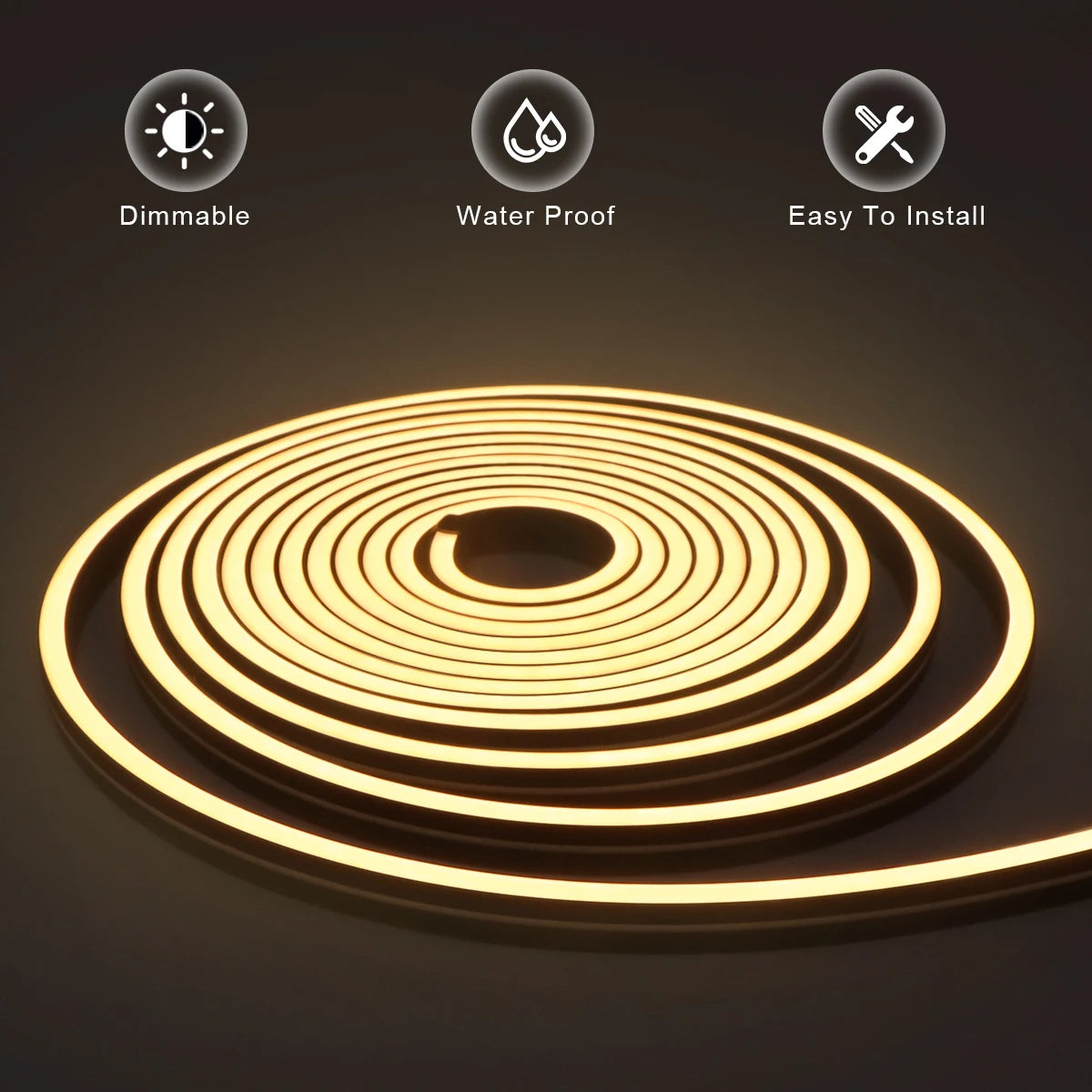 ruban led flexible noir blanc 120 led rayures concentriques moderne éclairage intérieur chambre cuisine