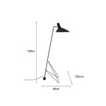 lampadaire led vintage noir pied trépied angle salon chambre coucher abatjour conique mid century