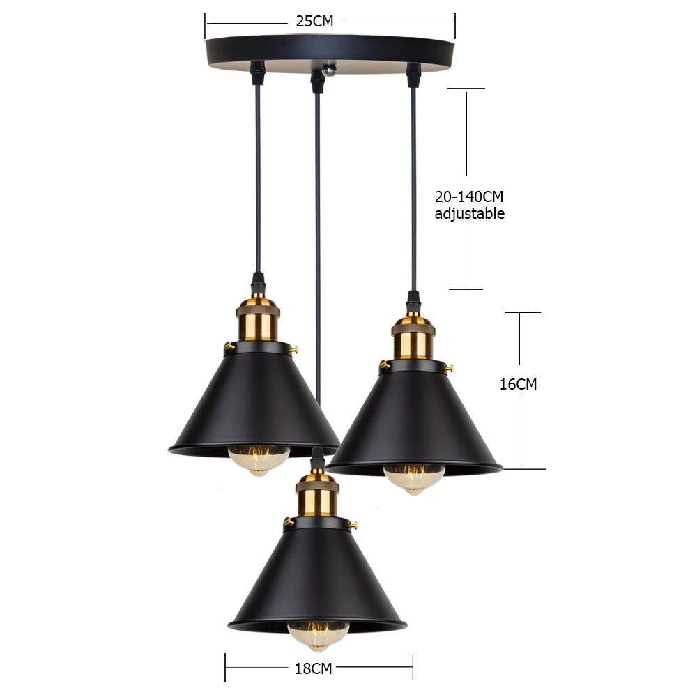 lumière suspendue industrielle conique noire blanche orange éclairage moderne chambre salon
