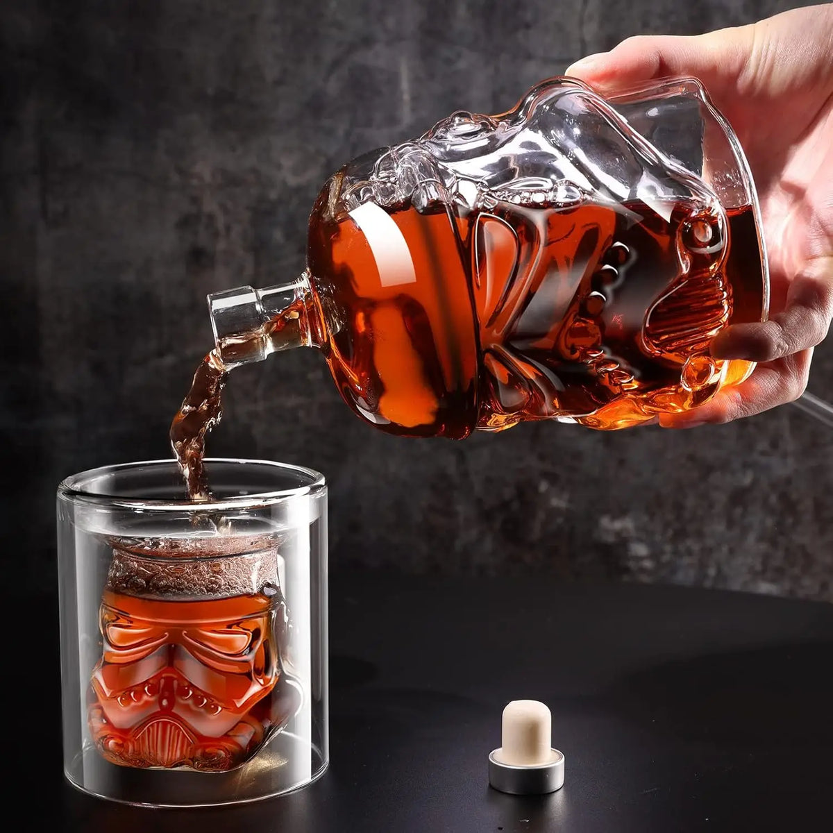 set décanter verres liqueur transparent star wars stormtrooper geek collector ambré argenté 25oz 10oz