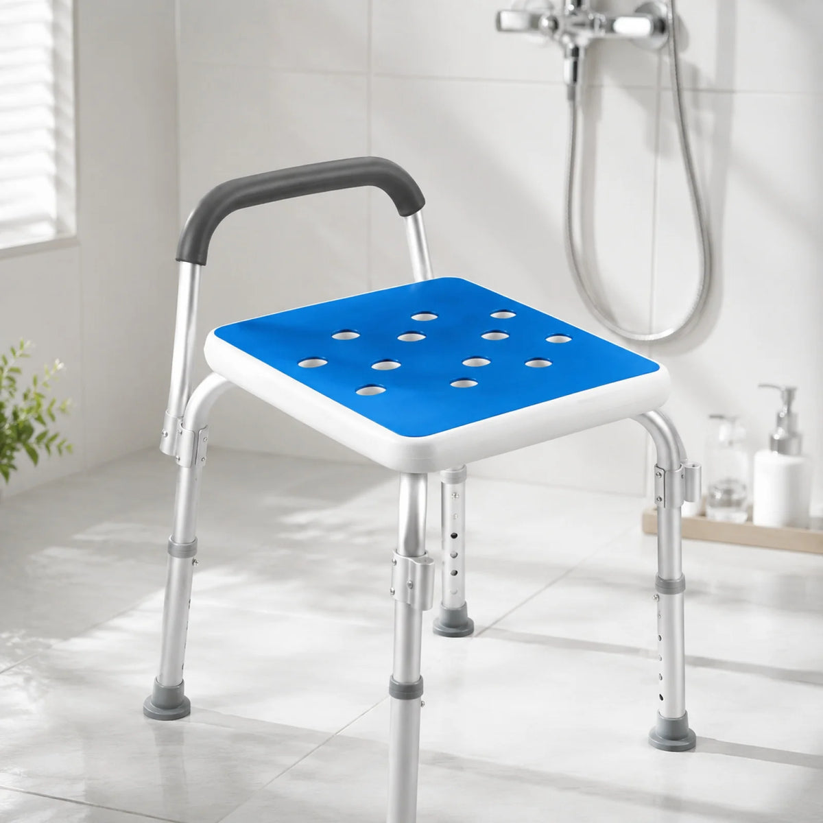 coussin siège antidérapant amovible lavable coton pvc texturé bleu blanc adapté personnes âgées